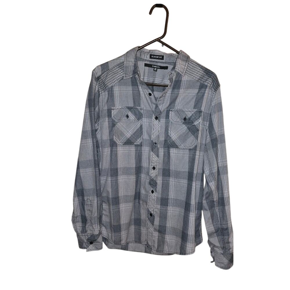 Gray Plaid Button-Up Shirt